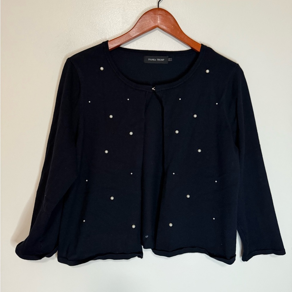 Ivanka, Trump, navy blue Pearl Embellished Cardigan in size large